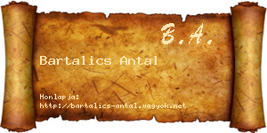 Bartalics Antal névjegykártya
